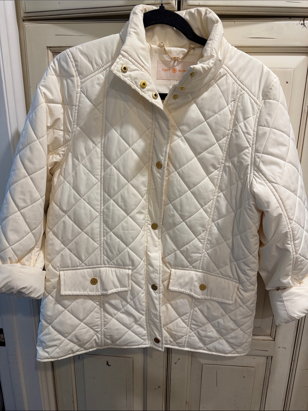 Tory Burch Cream Quilted Kids' Puffer Jacket